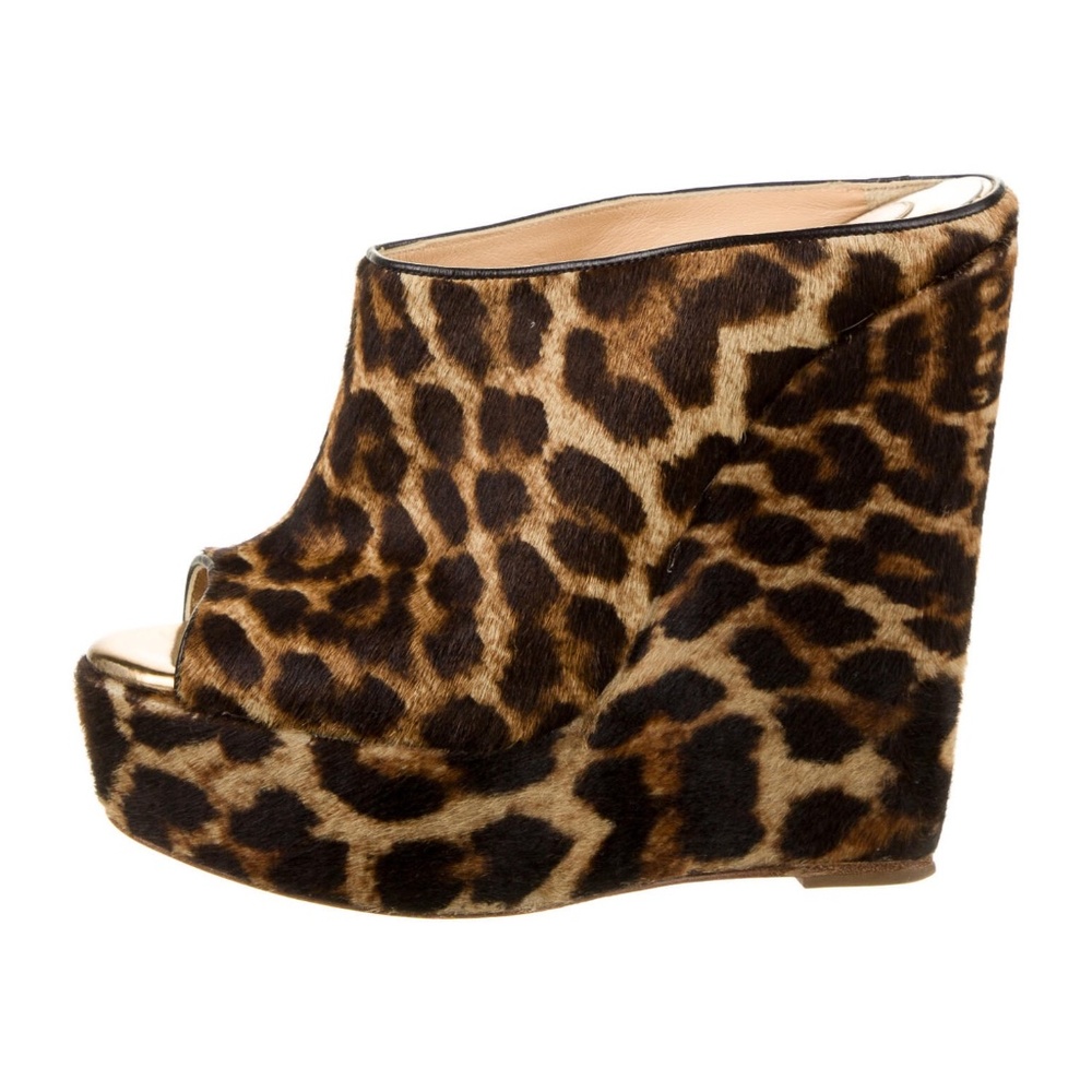 Christian Louboutin Leopard Pony Hair Wedges Sz 37